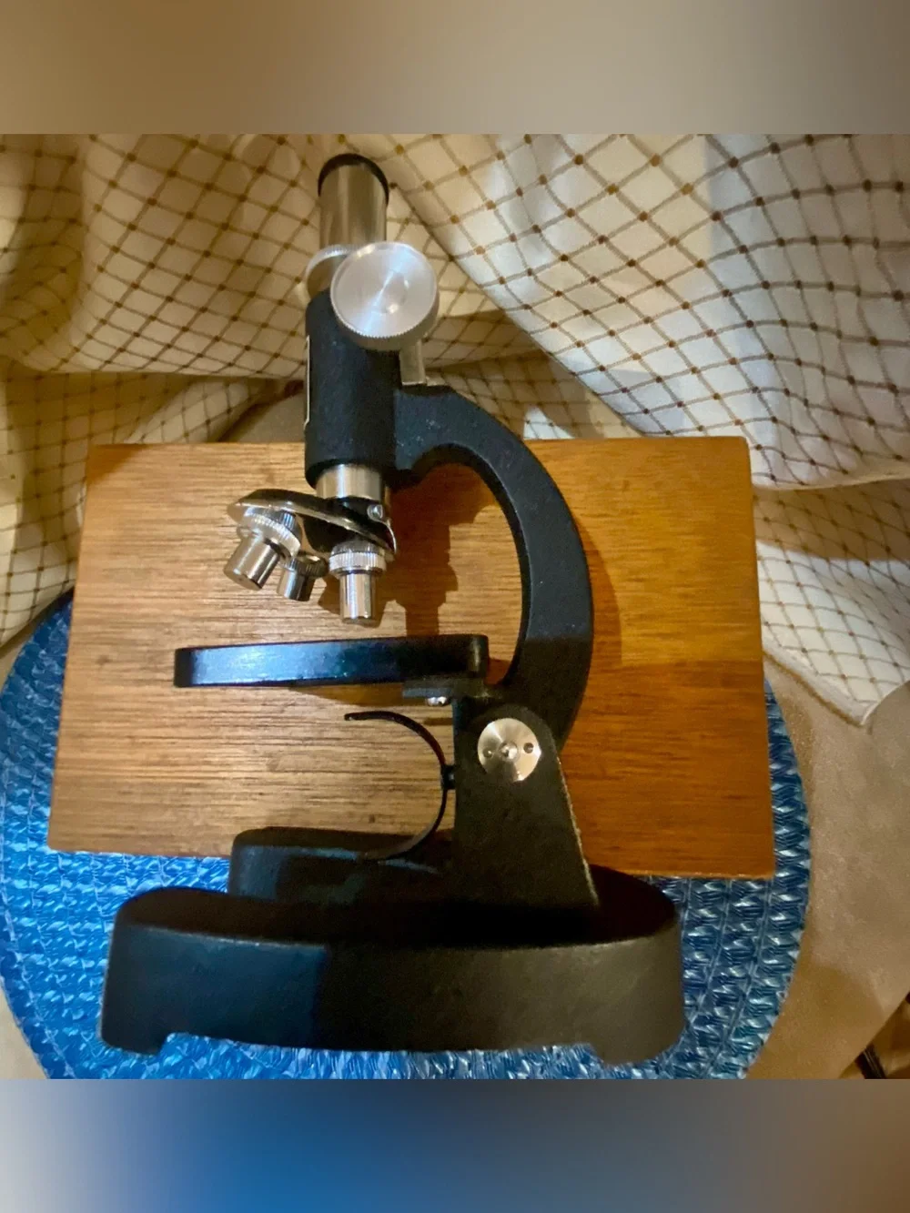 Vintage LEFCO Student Microscope with Original Wooden Case